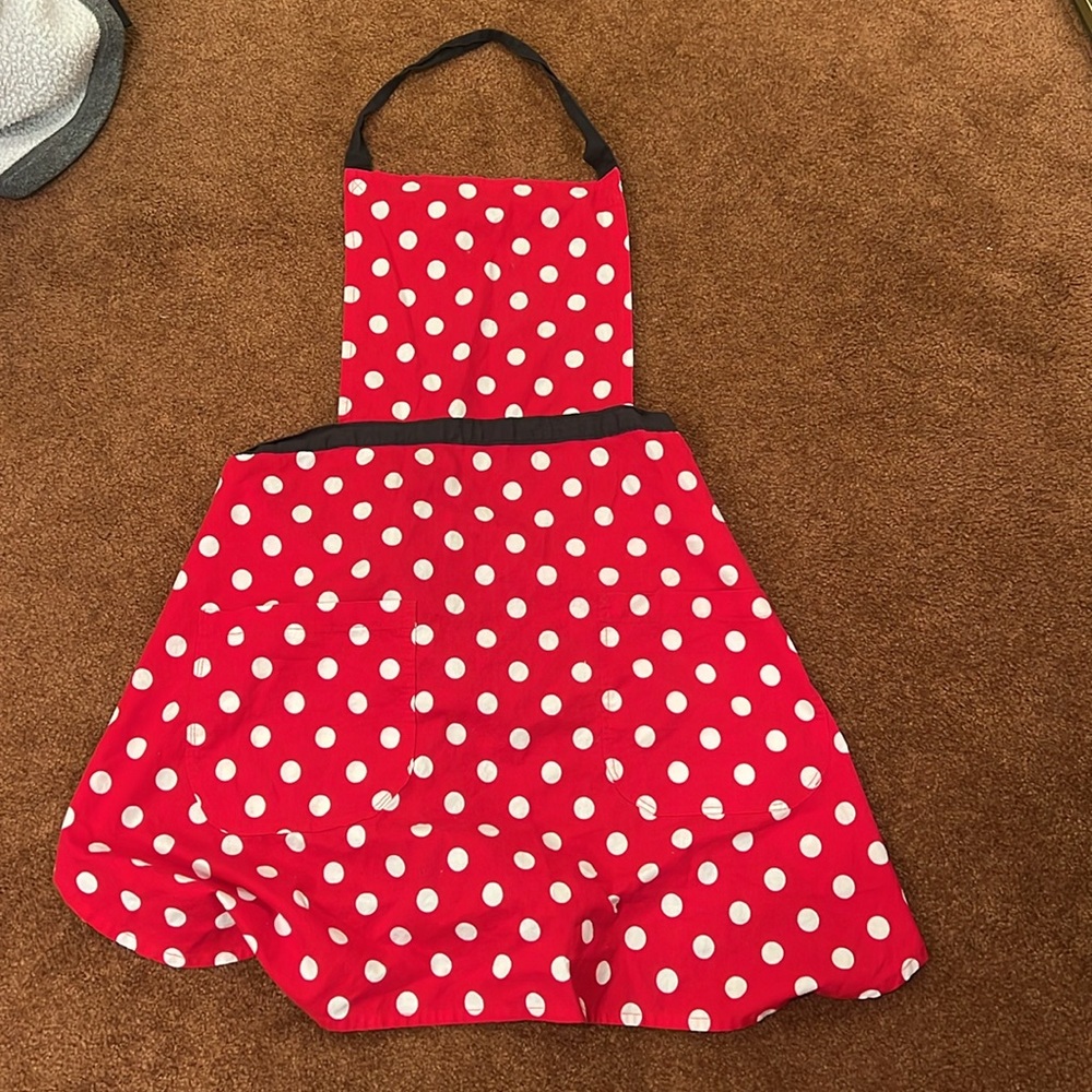 Red Polka Dot Apron with 2 pockets (made myself)